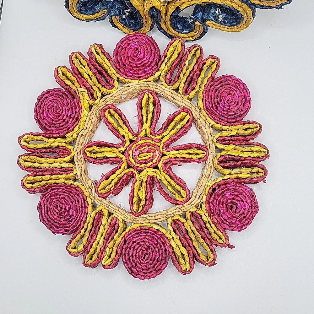 2PC Vintage Trivet Set Blue and Pink - Picture 3 of 3